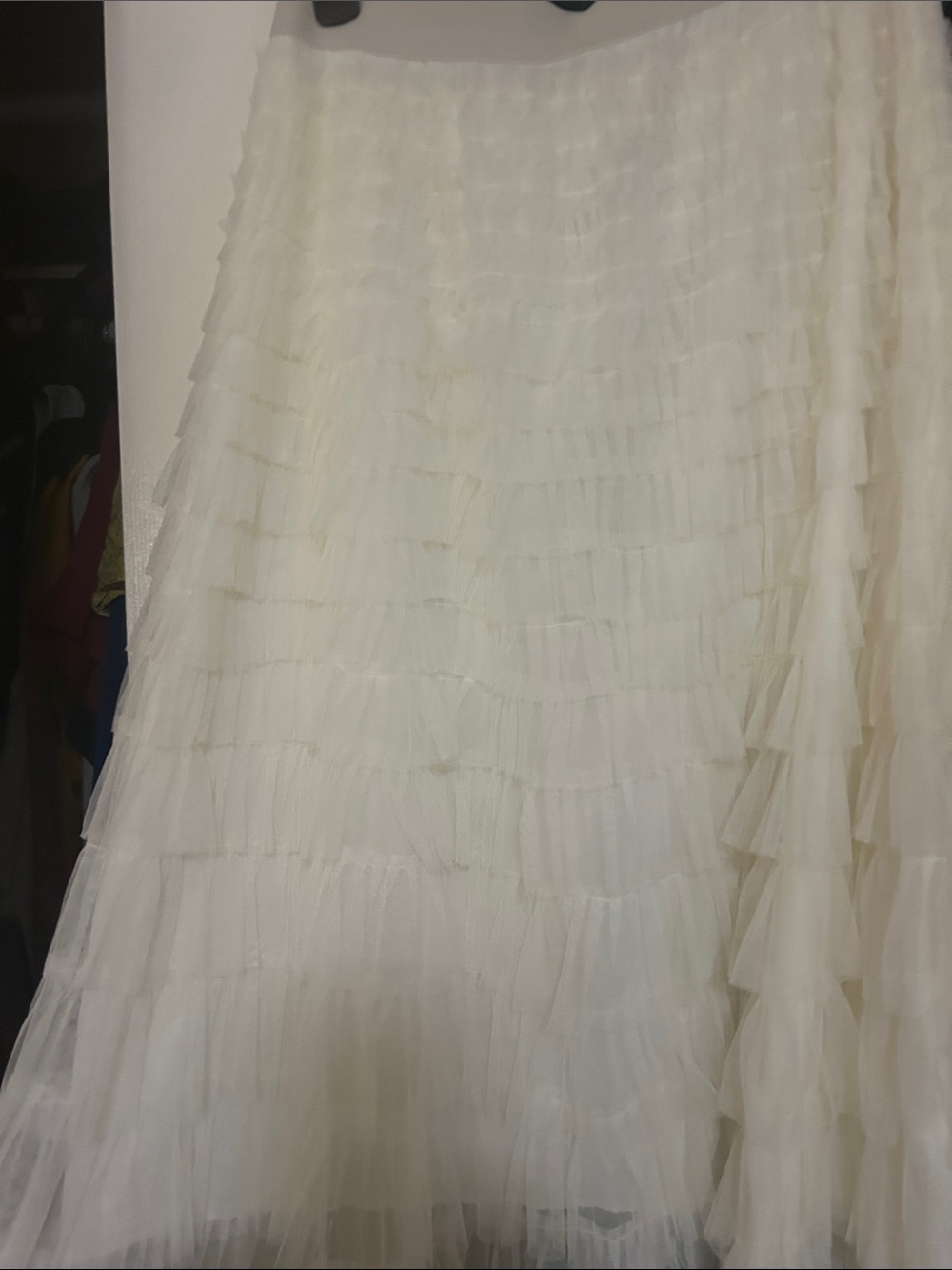 Studio West Ivory Layered Maxi Tulle Dress